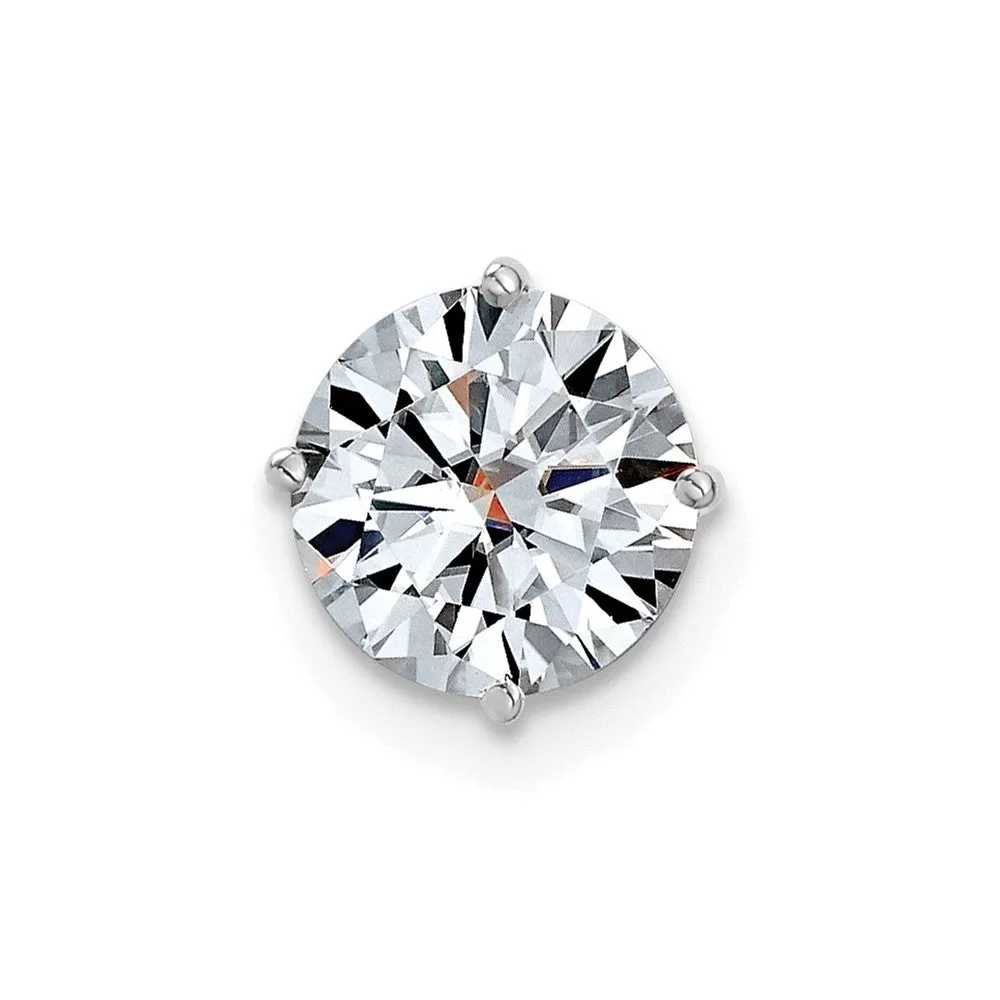 14k White Gold 1.5ct. 7.5mm Round D E F Pure Light Moissanite Solitaire Chain Slide