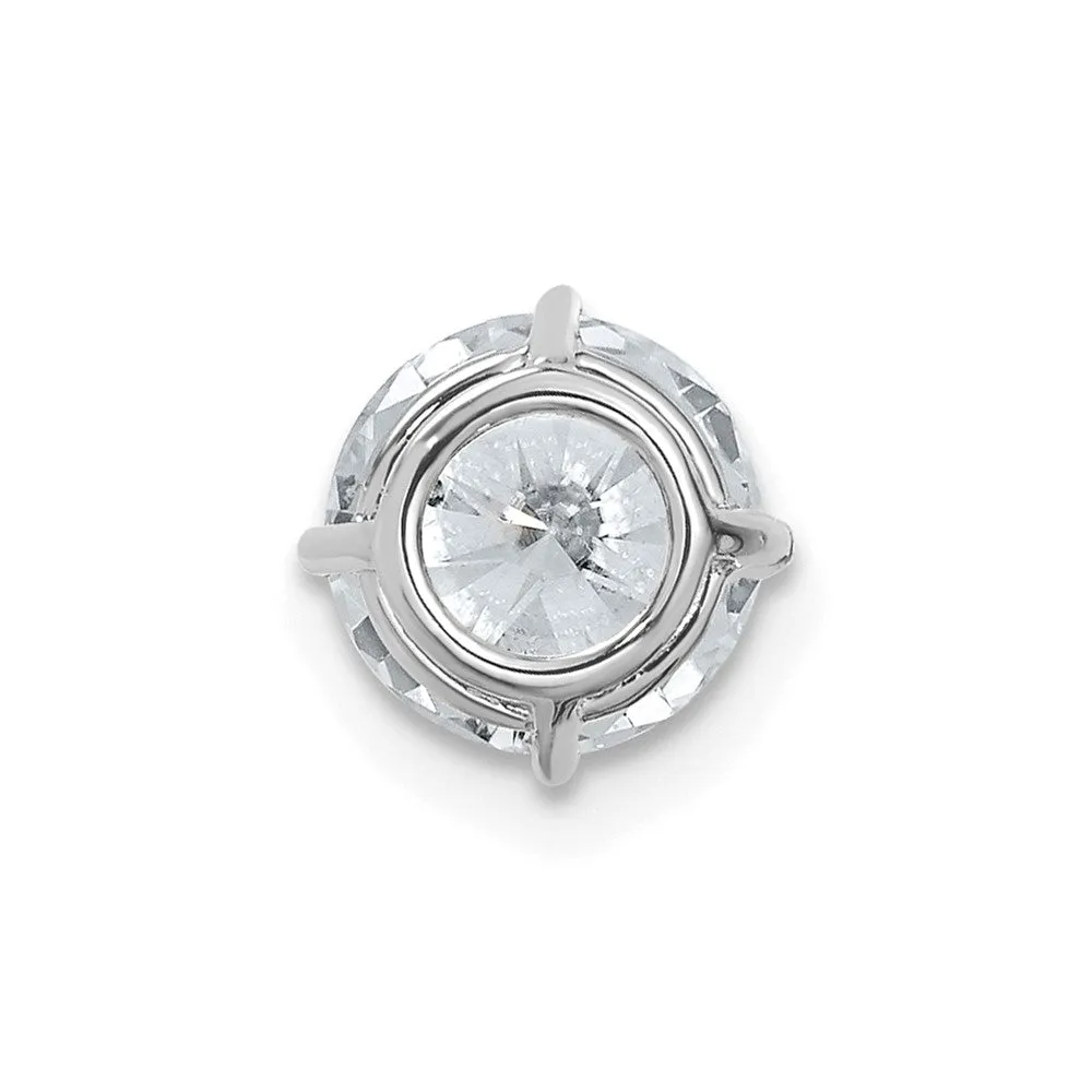 14k White Gold 1.5ct. 7.5mm Round D E F Pure Light Moissanite Solitaire Chain Slide