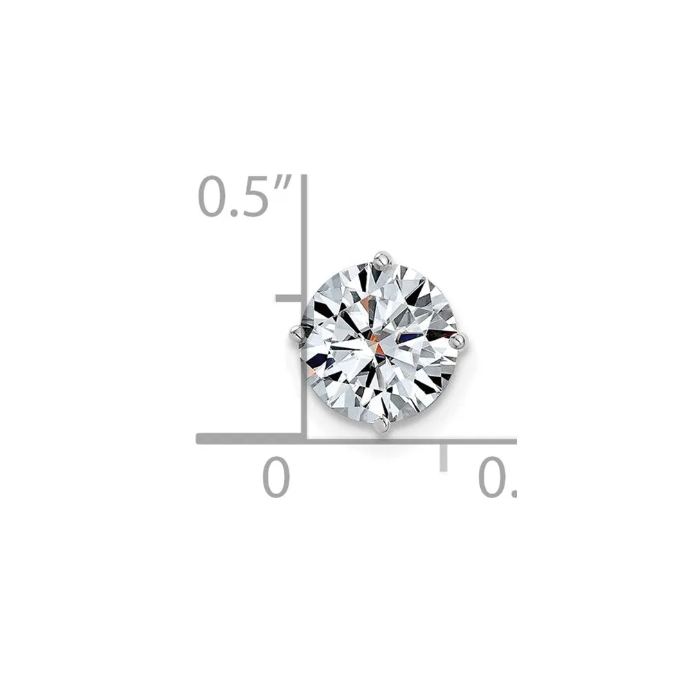 14k White Gold 1.5ct. 7.5mm Round D E F Pure Light Moissanite Solitaire Chain Slide
