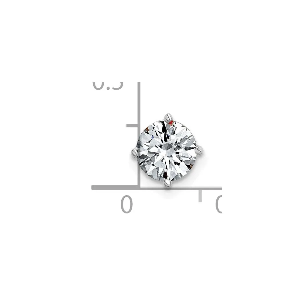 14k White Gold 1ct. 6.5mm Round D E F Pure Light Moissanite Solitaire Chain Slide