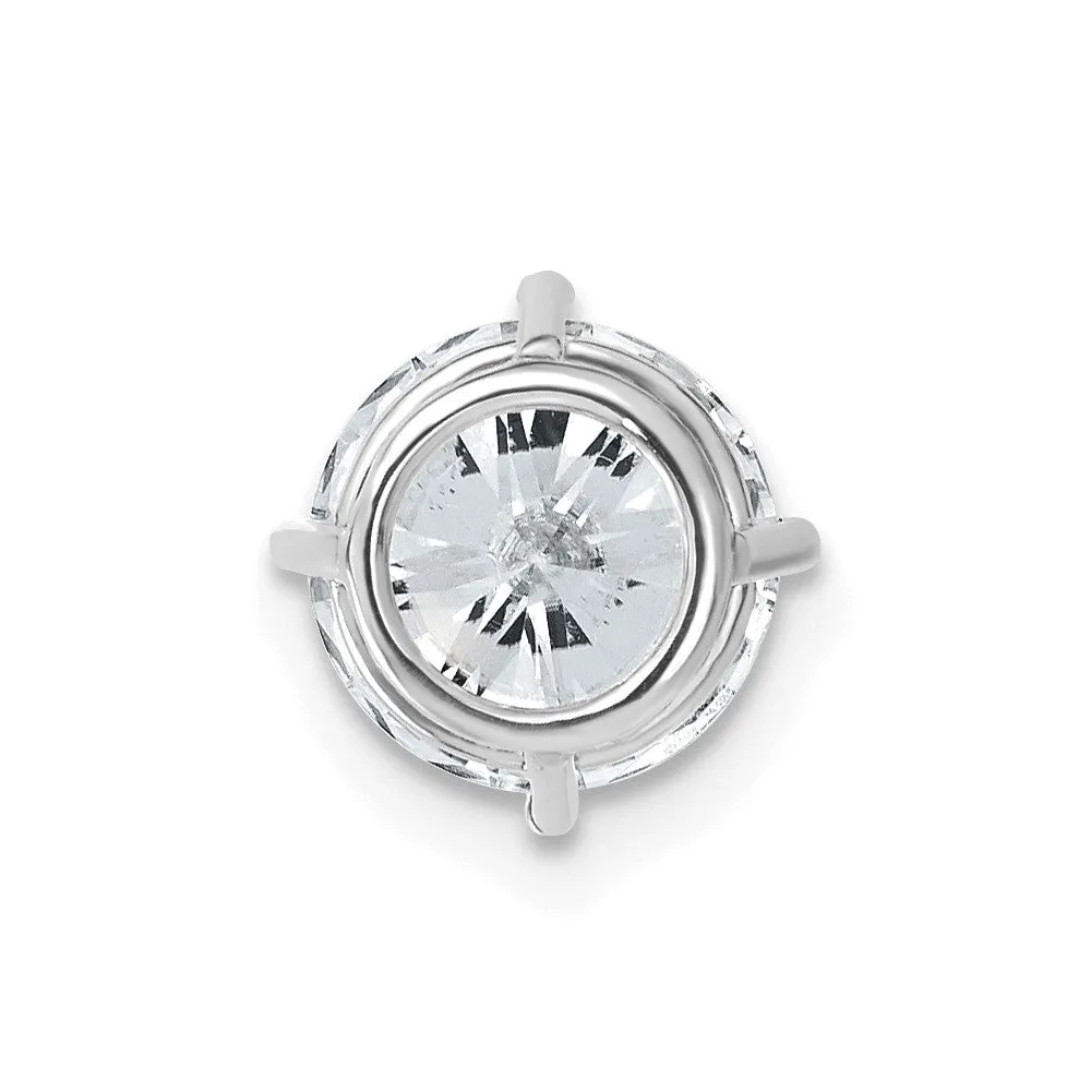 14k White Gold 2ct. 8.0mm Round D E F Pure Light Moissanite Solitaire Chain Slide