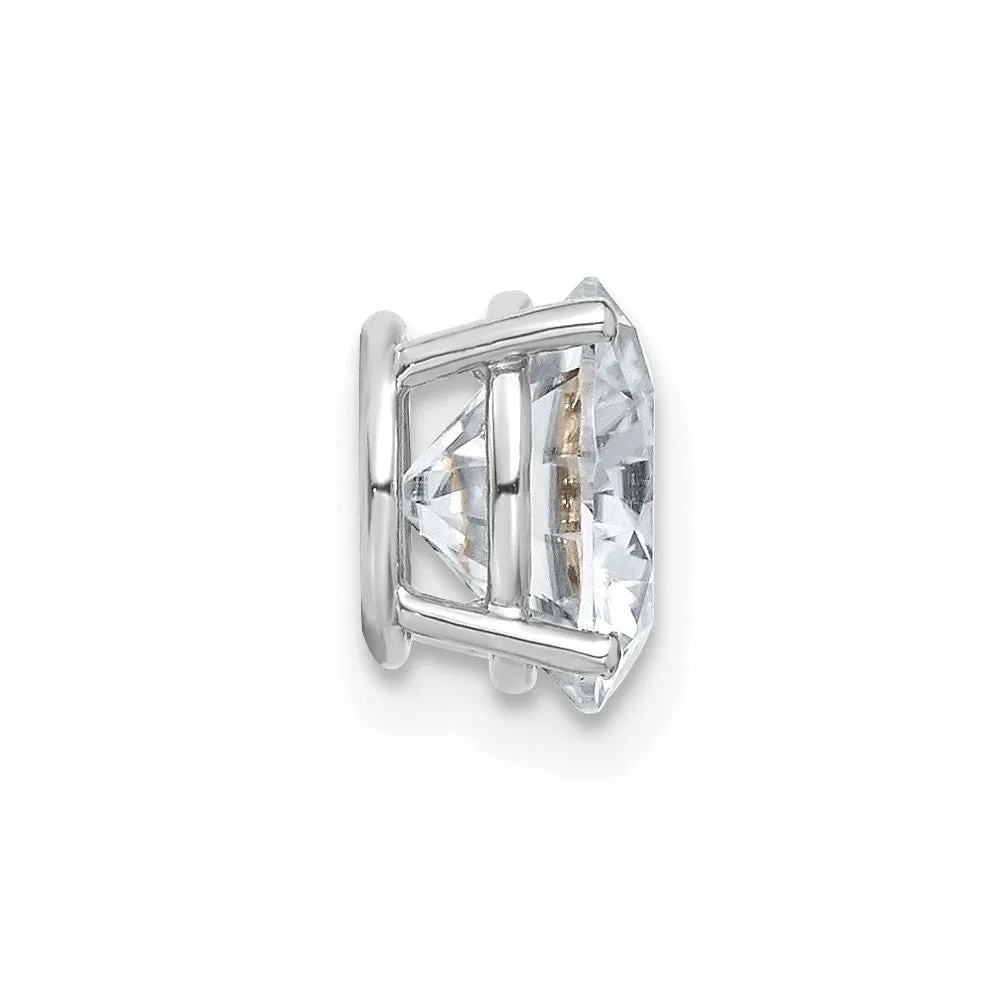 14k White Gold 2ct. 8.0mm Round D E F Pure Light Moissanite Solitaire Chain Slide