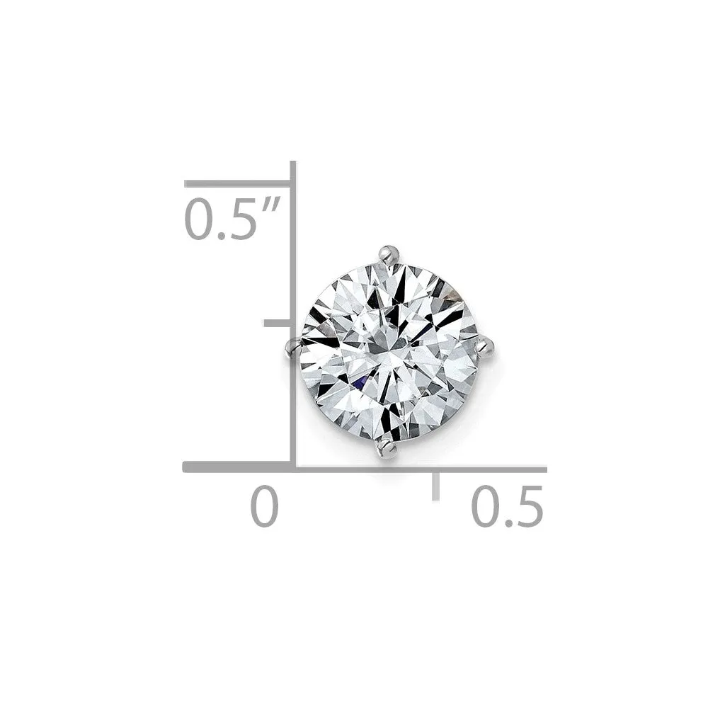 14k White Gold 2ct. 8.0mm Round D E F Pure Light Moissanite Solitaire Chain Slide