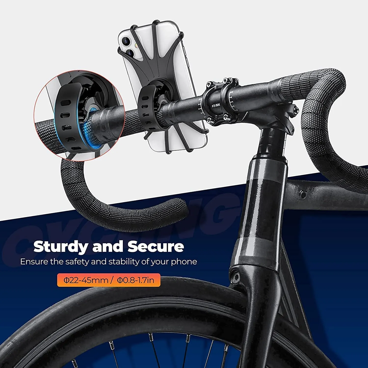 360 Degree Adjustable Silicone Bike/Cycle Mobile Holder (Black) (Pack of 2)