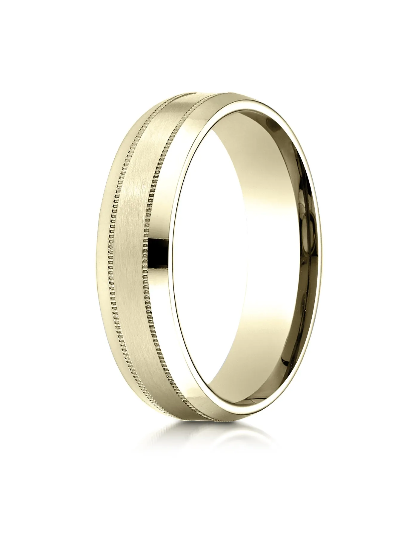 Benchmark 10K Yellow Gold 6mm Comfort-Fit Satin-Finished with Milgrain Carved Design Wedding Band Ring