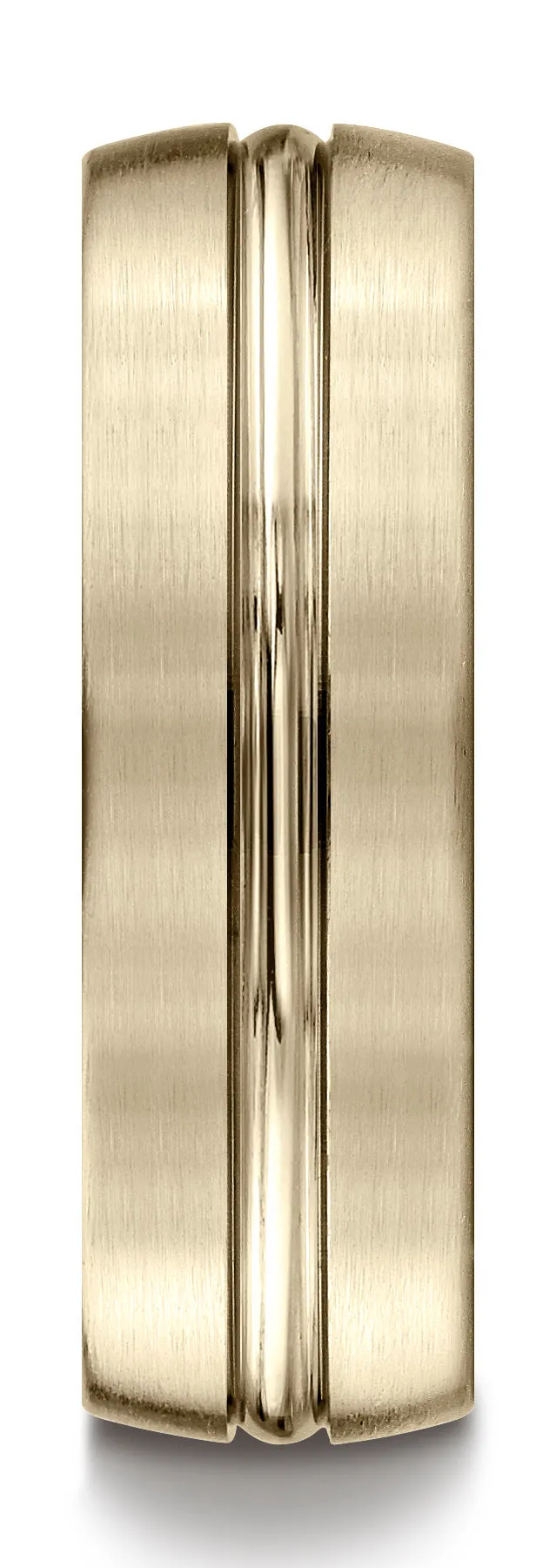 Benchmark 10k Yellow Gold 7mm Comfort-Fit Satin-Finish w/ High Polish Center Cut Carved Design Band,(4-15)