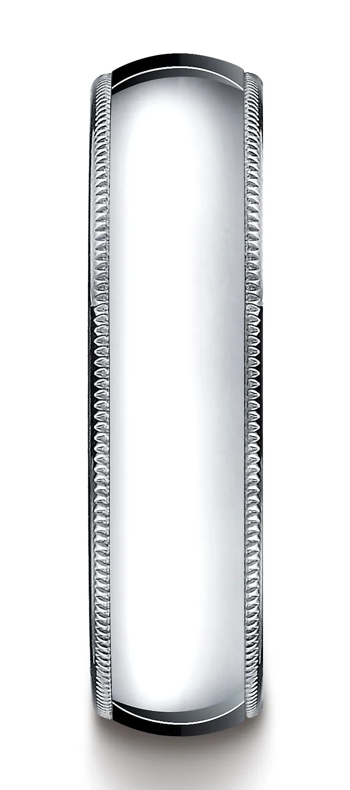 Benchmark Platinum 6mm Slightly Domed Super Light Comfort-Fit Wedding Band Ring with Milgrain