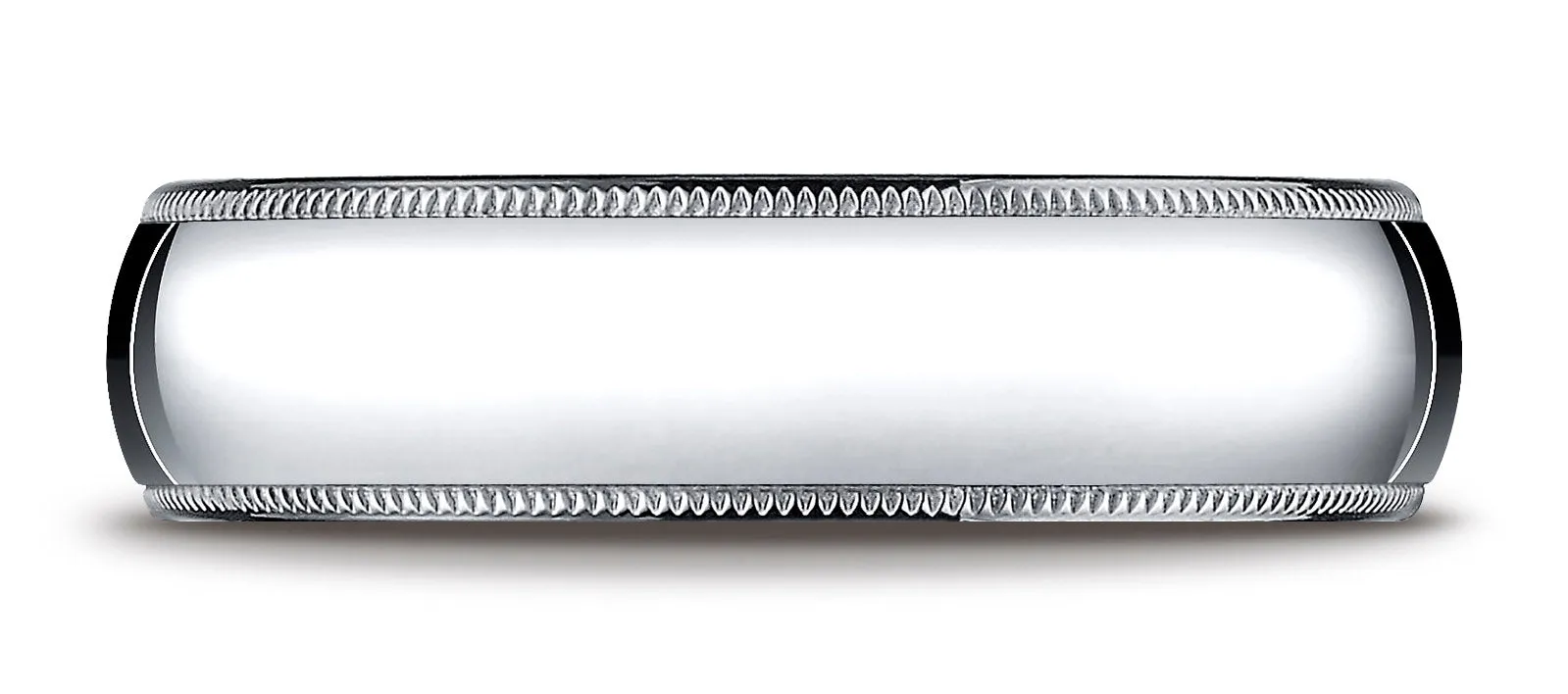 Benchmark Platinum 6mm Slightly Domed Super Light Comfort-Fit Wedding Band Ring with Milgrain