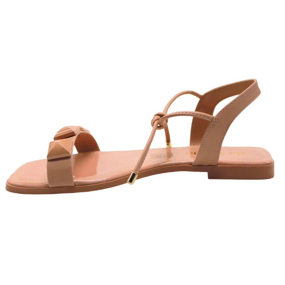 Blush Pink Studded Flat Sandals