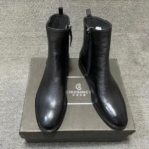 British Light Gray Zipper Men's Boots