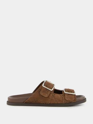 Brown GG Suede Sandals