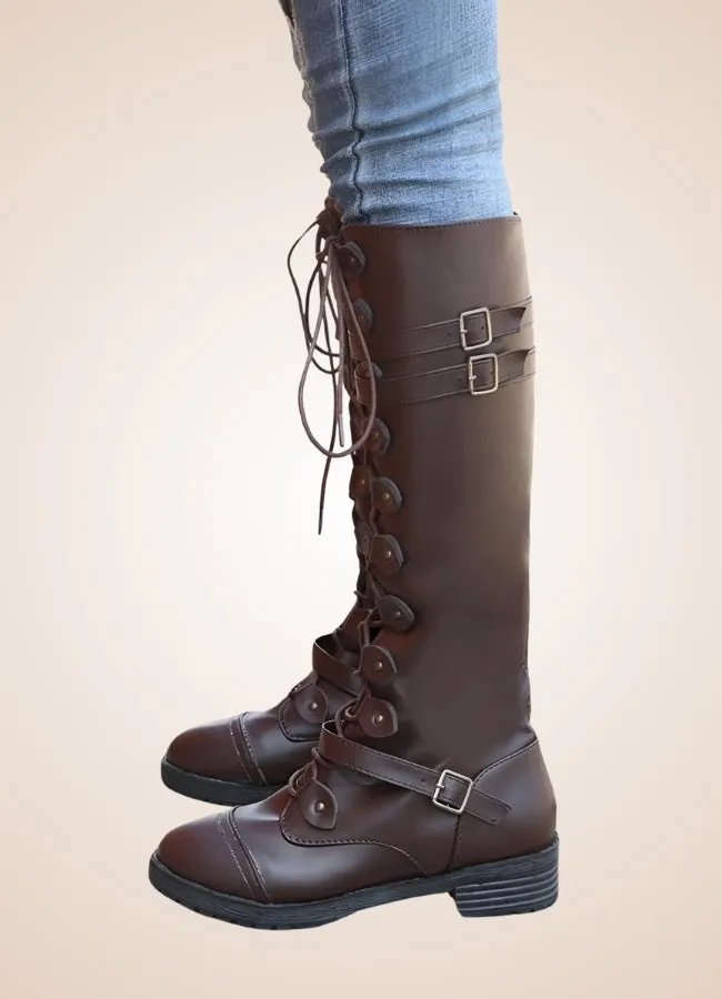 Brown Steampunk Buckles Boots