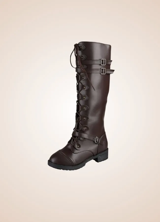 Brown Steampunk Buckles Boots