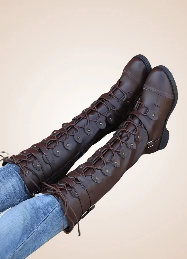 Brown Steampunk Buckles Boots