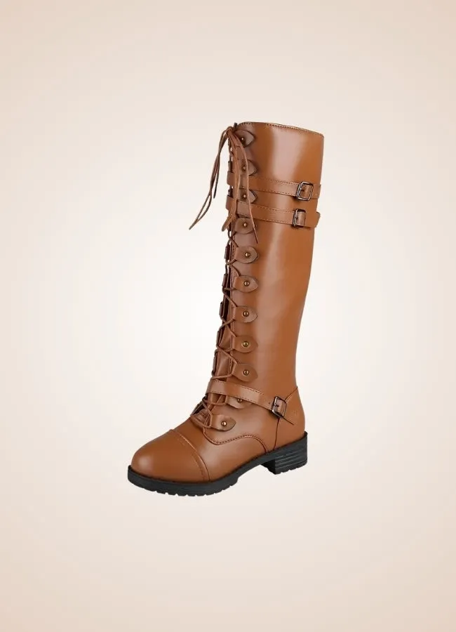 Brown Steampunk Buckles Boots