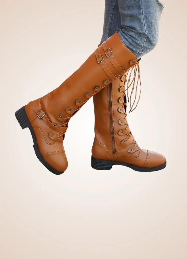 Brown Steampunk Buckles Boots