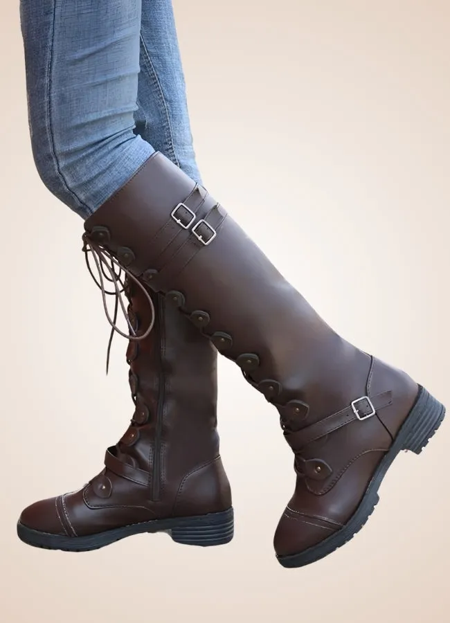 Brown Steampunk Buckles Boots
