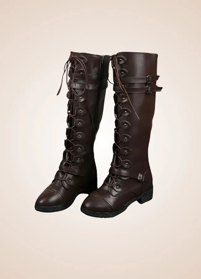 Brown Steampunk Buckles Boots