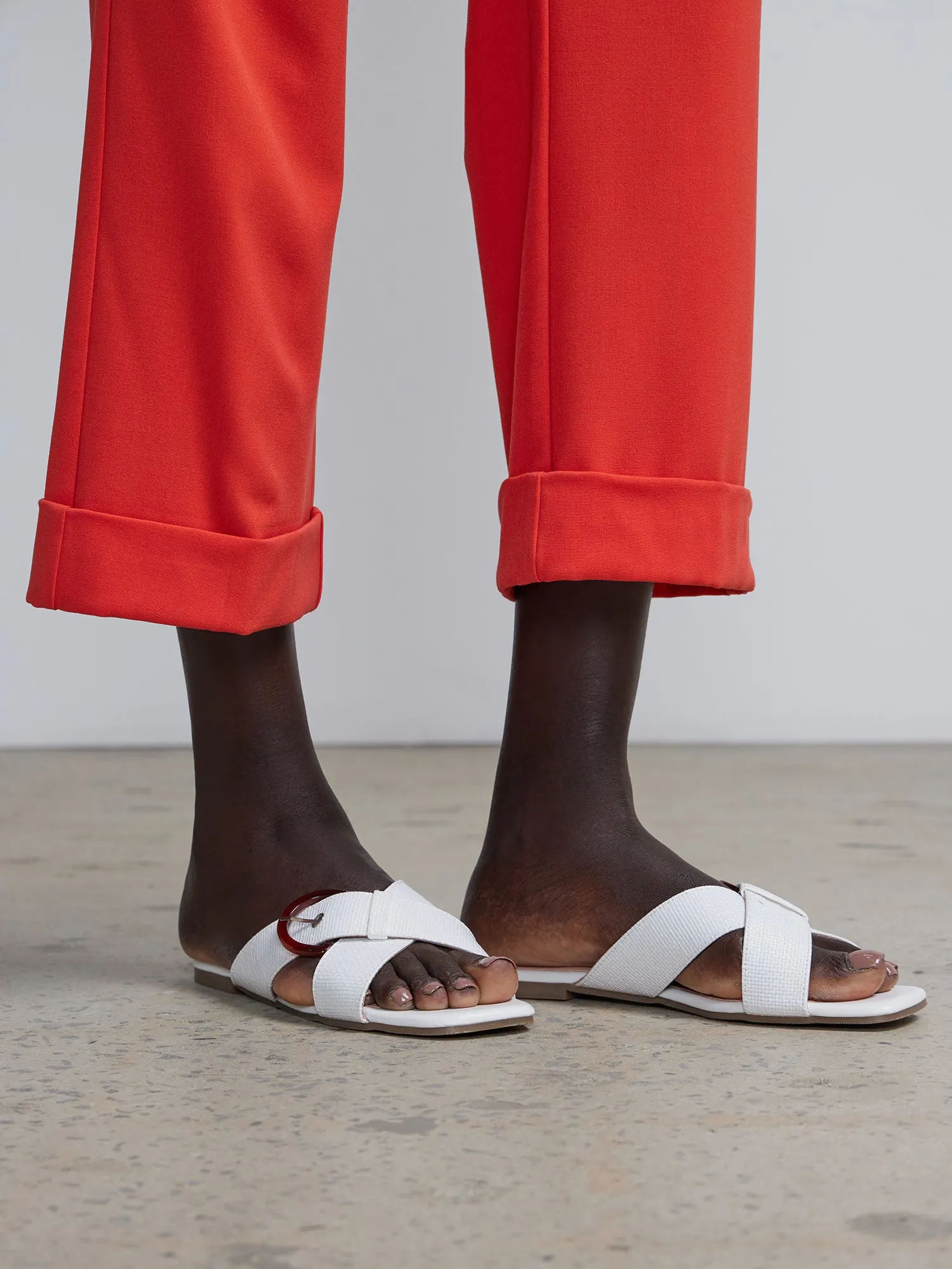 Criss-Cross Buckle Flat Sandal