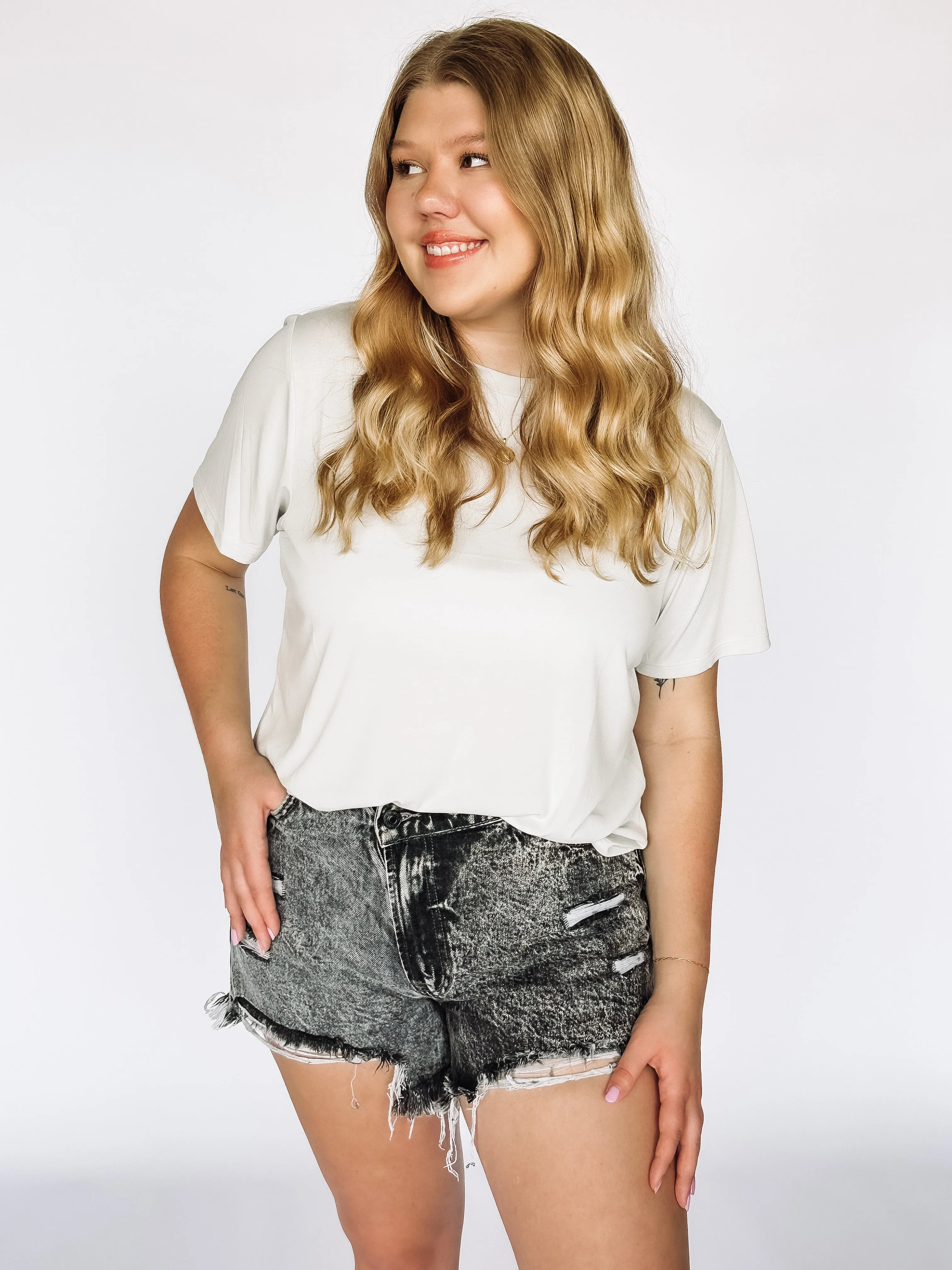 Cross My Heart Black Washed Shorts