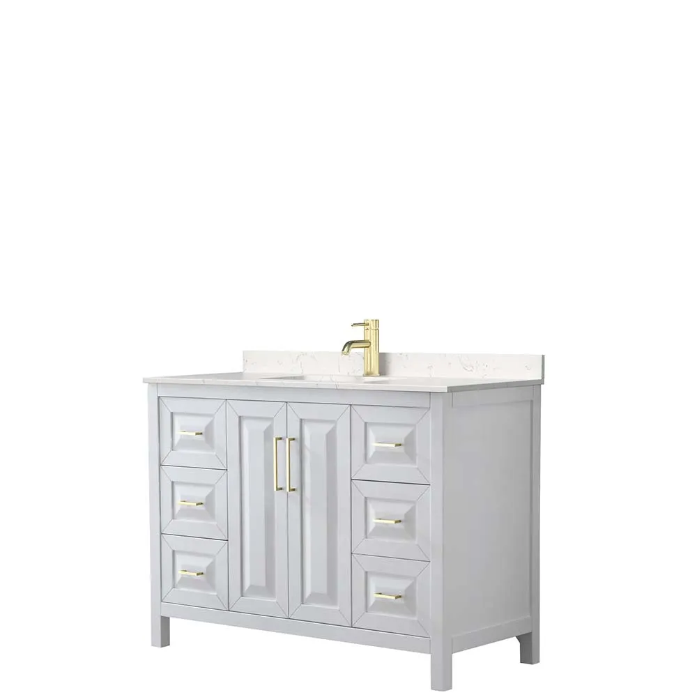Daria 48 Inch Single Bathroom Vanity in White - Brushed Gold Trim