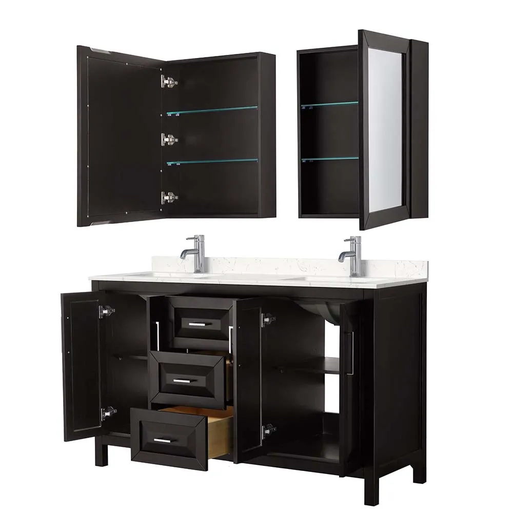 Daria 60 Inch Double Bathroom Vanity in Dark Espresso