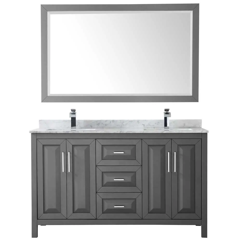 Daria 60 Inch Double Bathroom Vanity in Dark Gray
