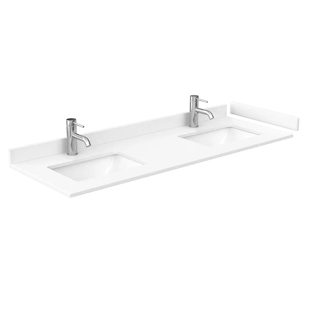 Daria 60 Inch Double Bathroom Vanity in White - Brushed Gold Trim