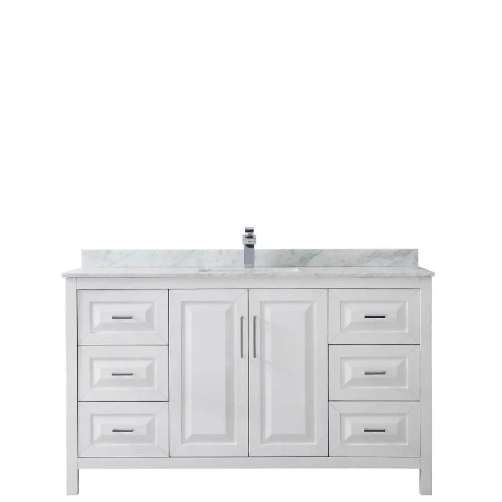 Daria 60 Inch Single Bathroom Vanity in White - Polished Chrome Trim