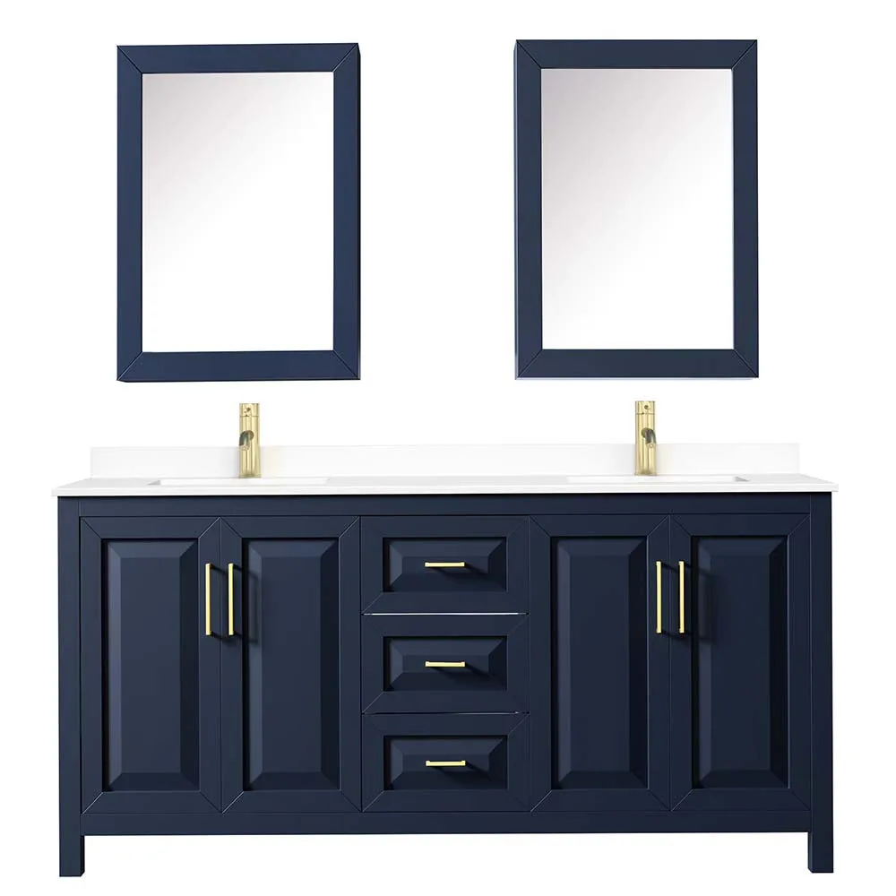 Daria 72 Inch Double Bathroom Vanity in Dark Blue