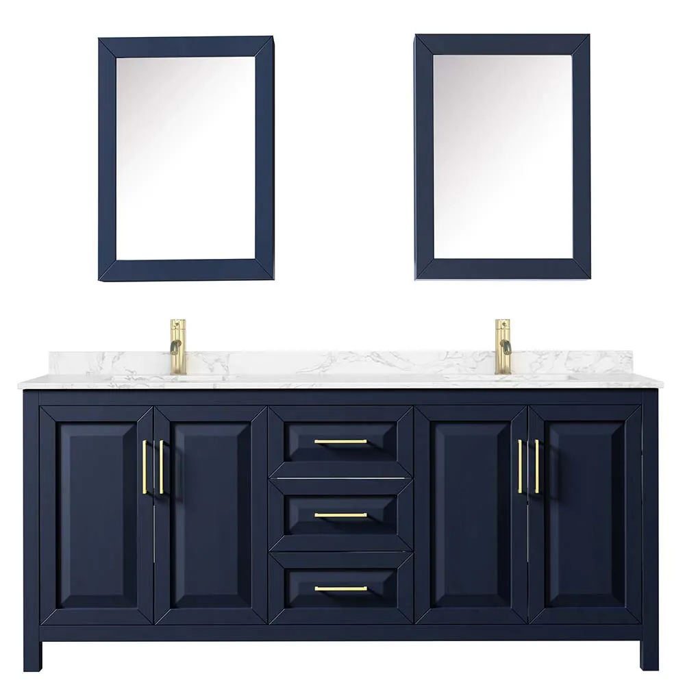 Daria 80 Inch Double Bathroom Vanity in Dark Blue