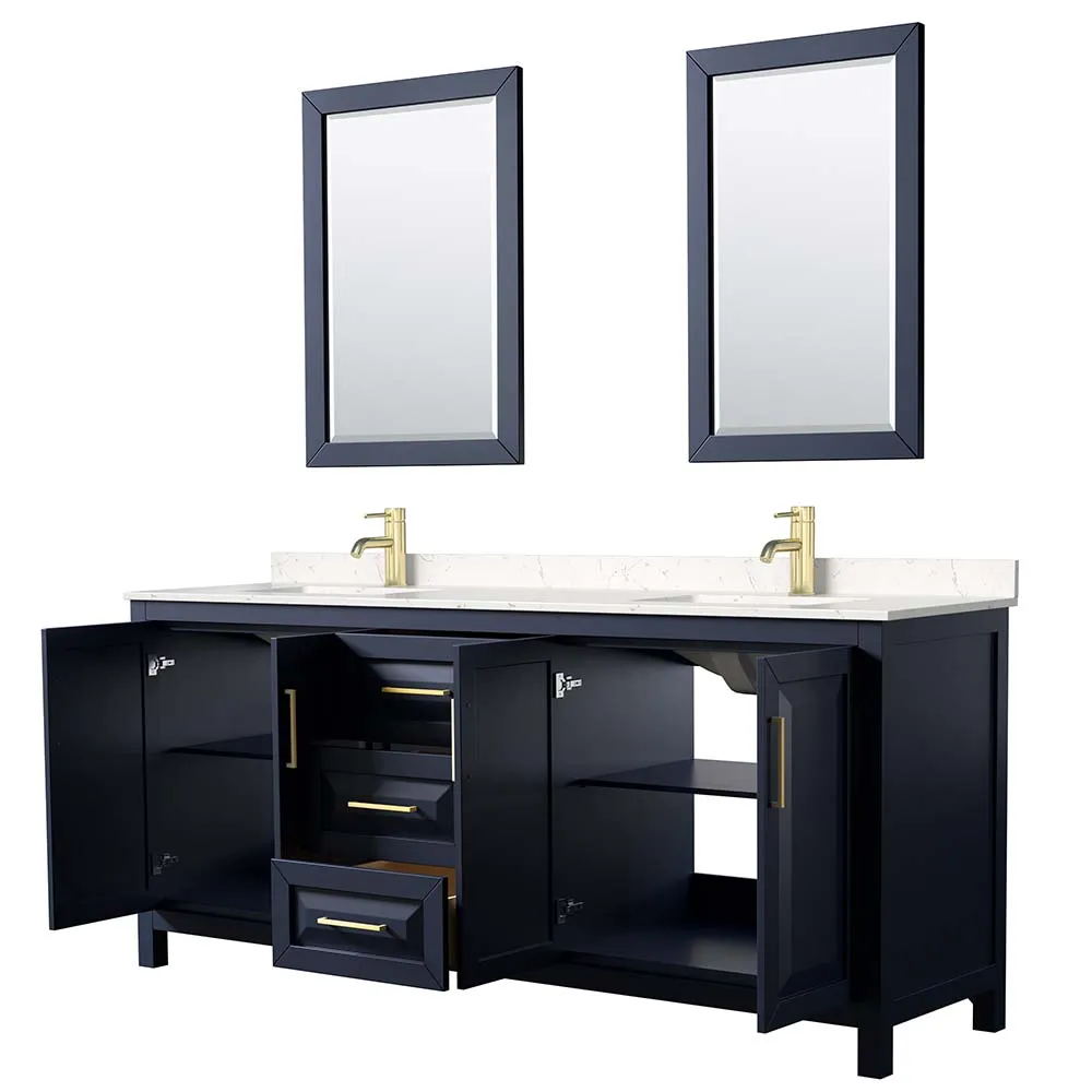 Daria 80 Inch Double Bathroom Vanity in Dark Blue