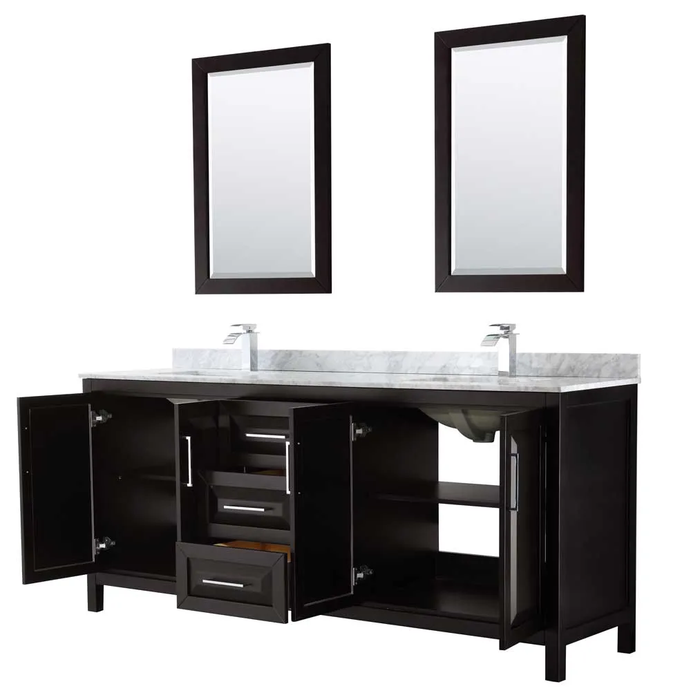Daria 80 Inch Double Bathroom Vanity in Dark Espresso
