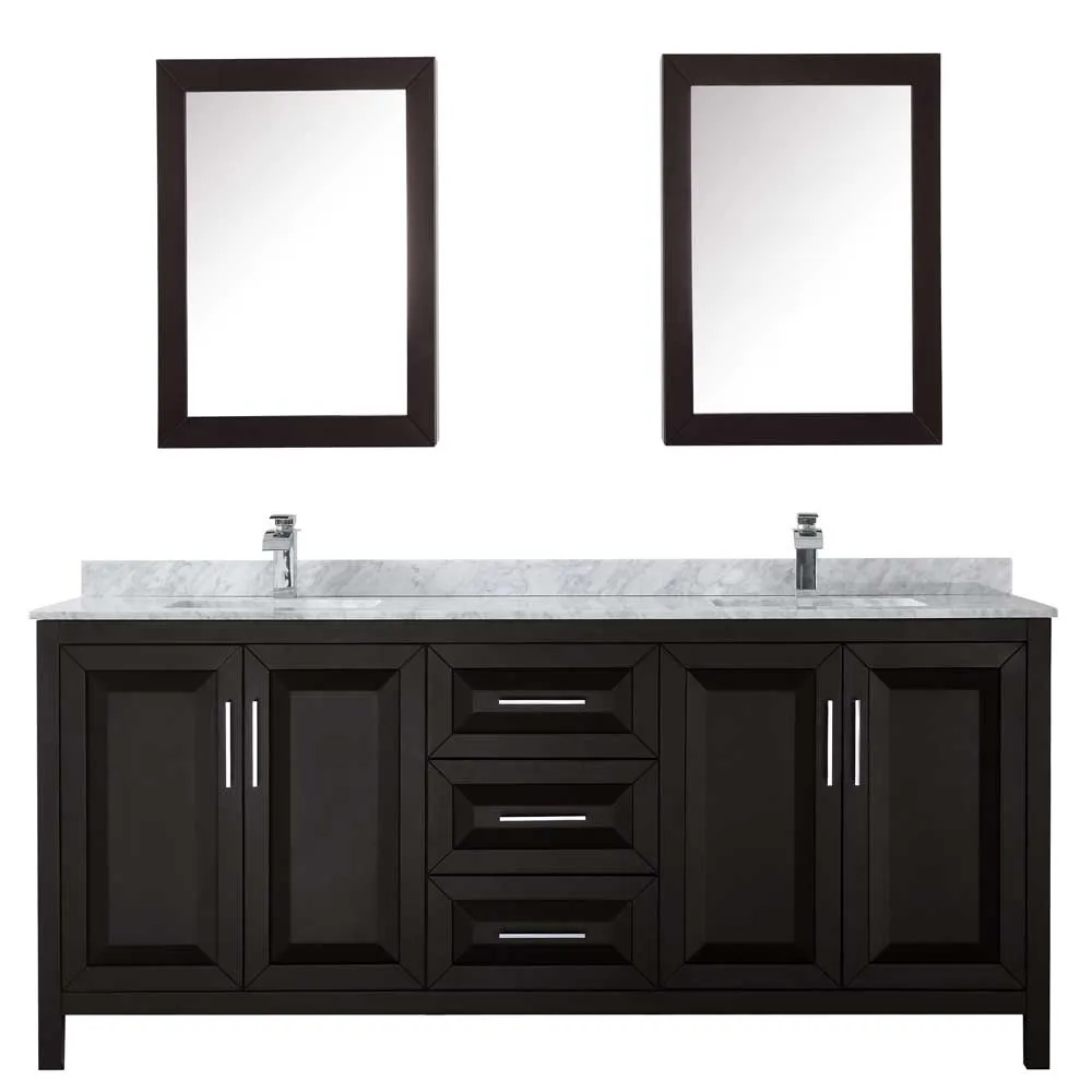 Daria 80 Inch Double Bathroom Vanity in Dark Espresso