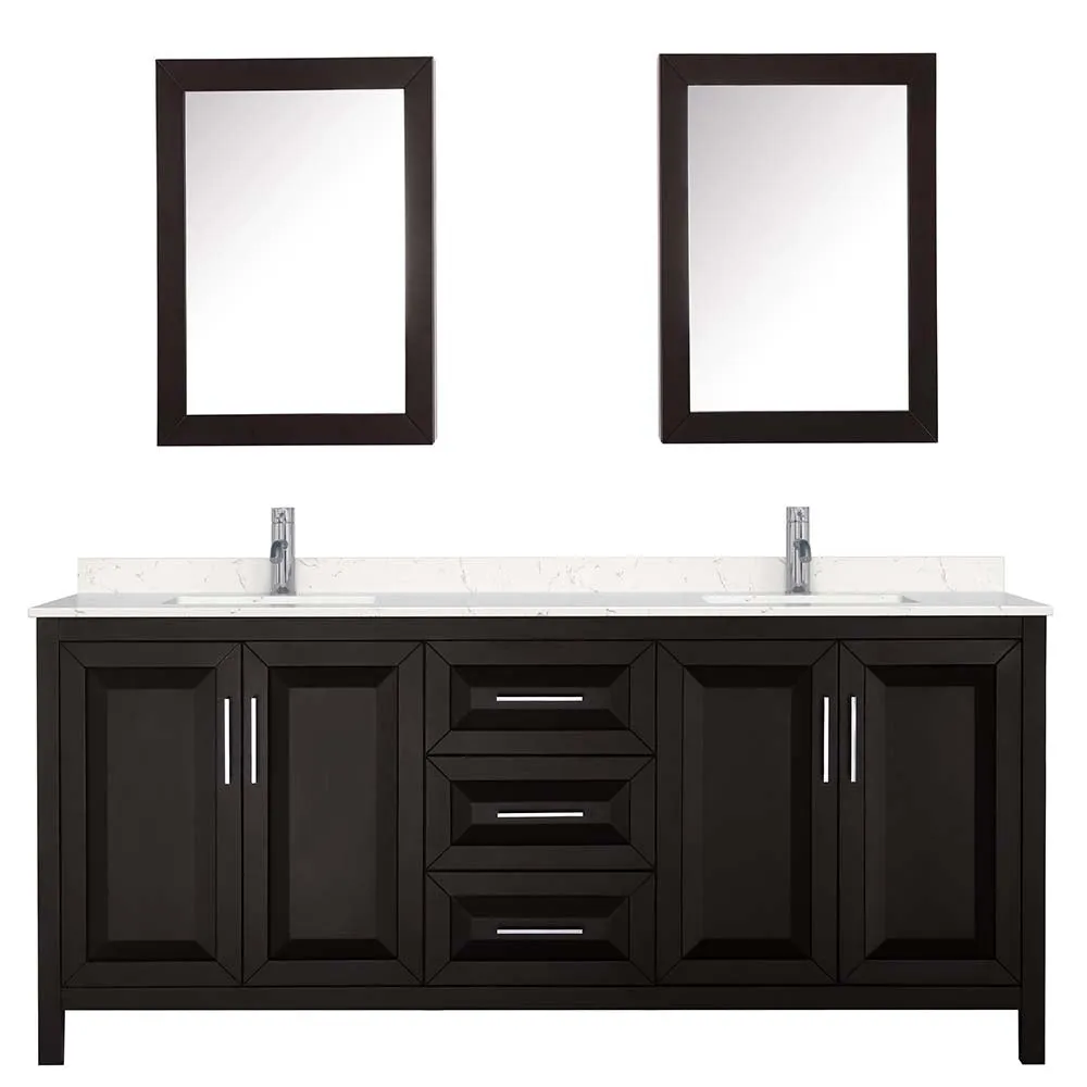 Daria 80 Inch Double Bathroom Vanity in Dark Espresso