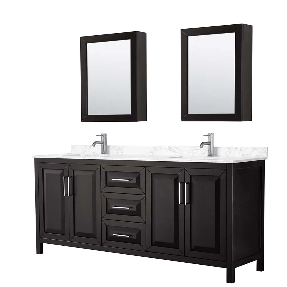 Daria 80 Inch Double Bathroom Vanity in Dark Espresso