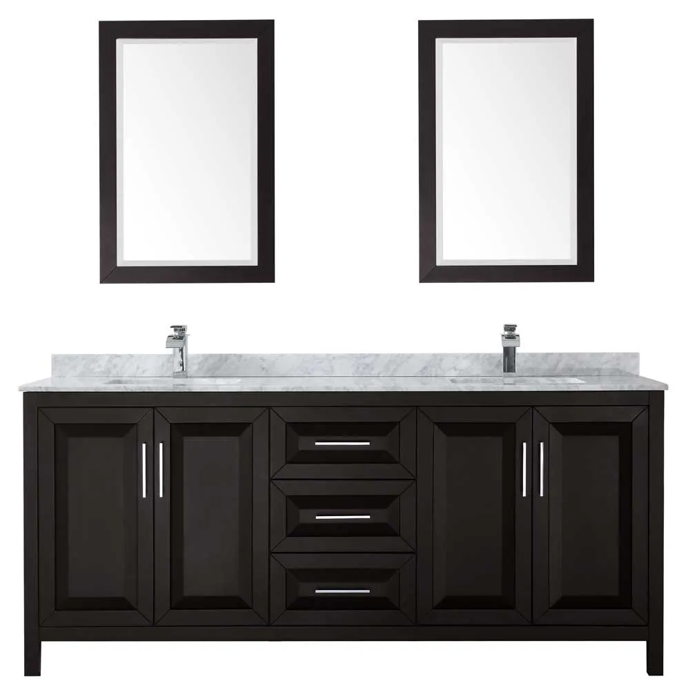 Daria 80 Inch Double Bathroom Vanity in Dark Espresso