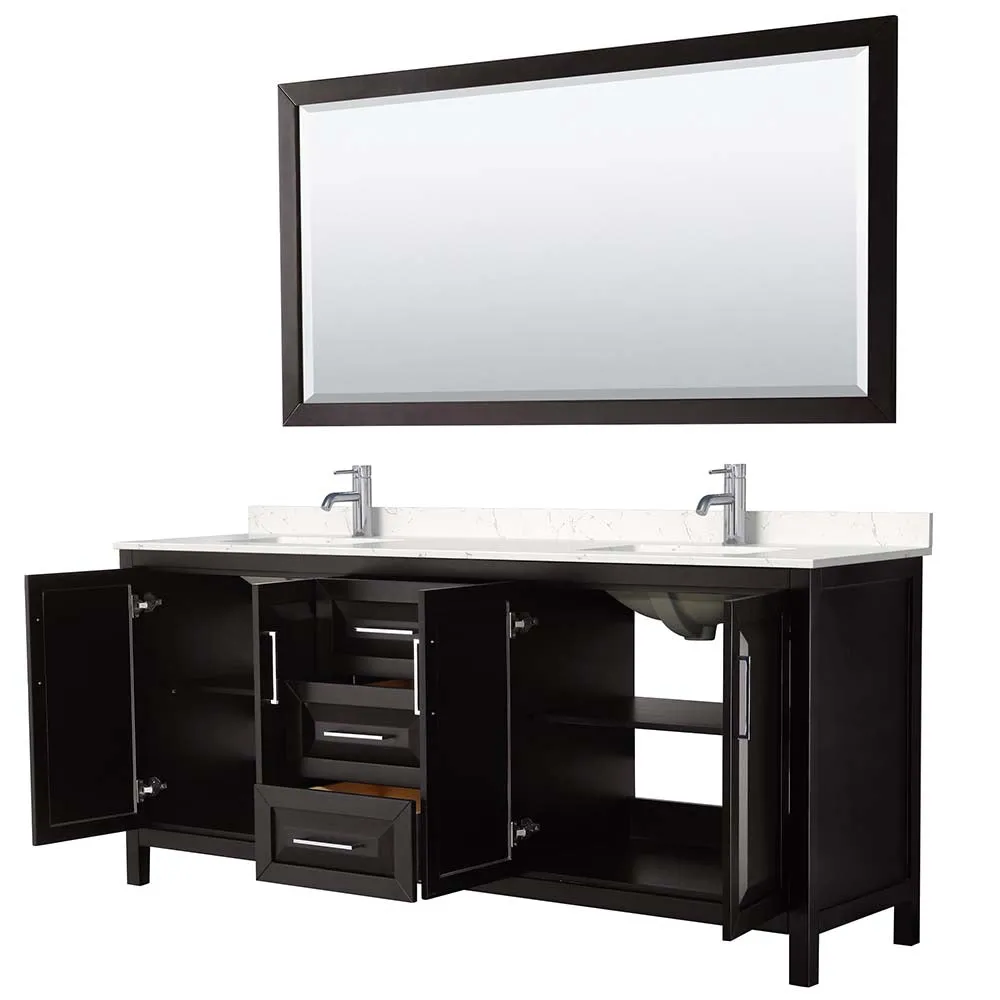 Daria 80 Inch Double Bathroom Vanity in Dark Espresso