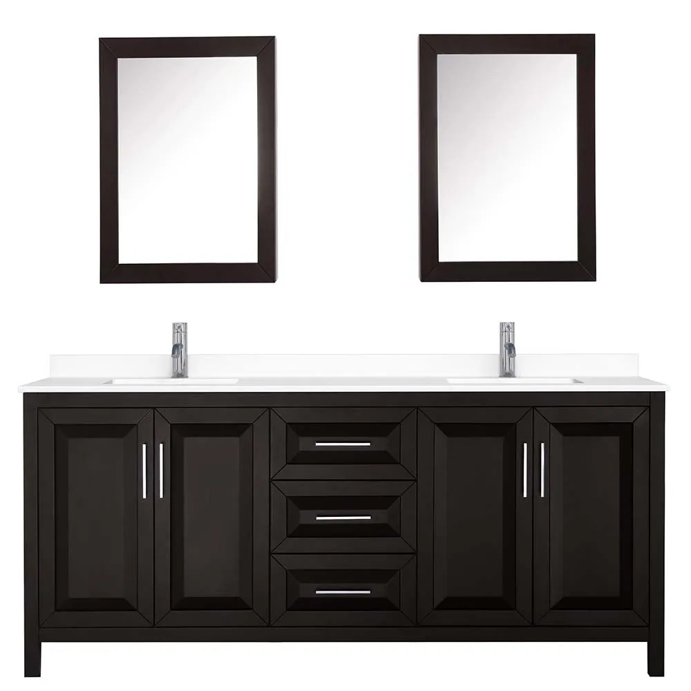 Daria 80 Inch Double Bathroom Vanity in Dark Espresso