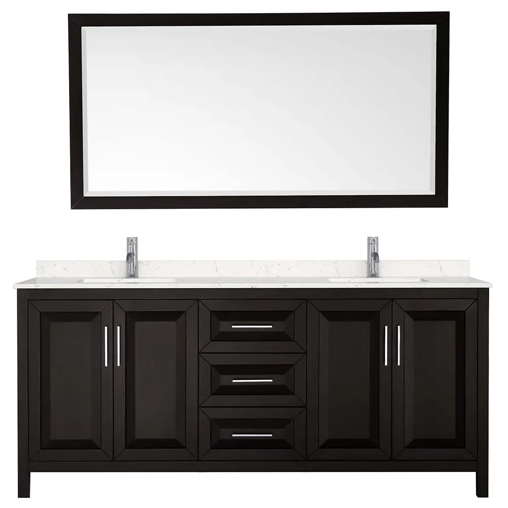 Daria 80 Inch Double Bathroom Vanity in Dark Espresso