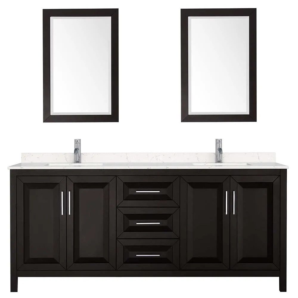 Daria 80 Inch Double Bathroom Vanity in Dark Espresso