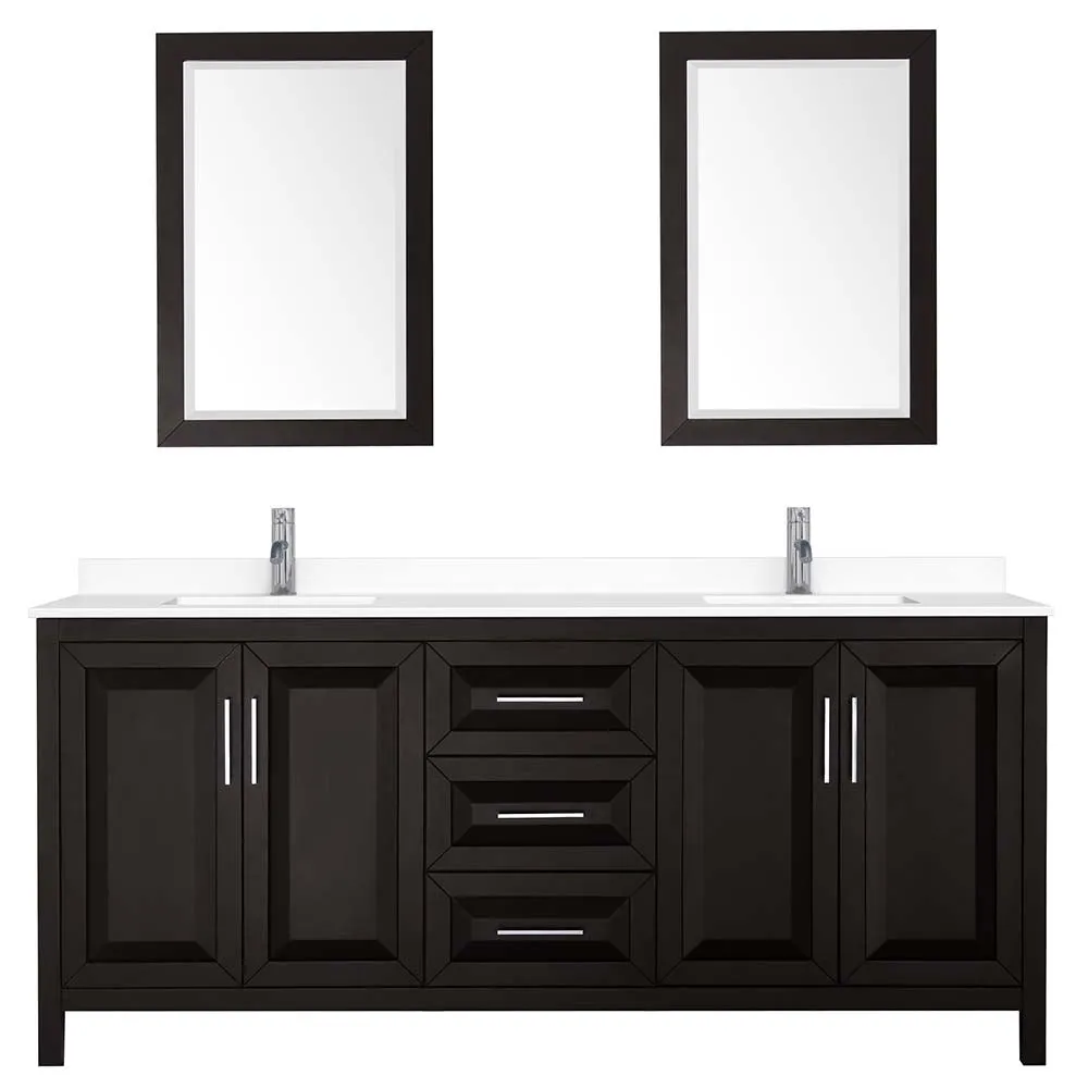 Daria 80 Inch Double Bathroom Vanity in Dark Espresso