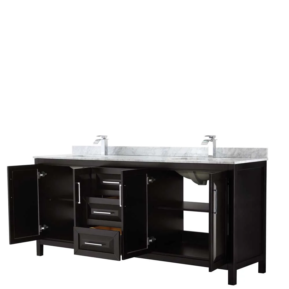 Daria 80 Inch Double Bathroom Vanity in Dark Espresso