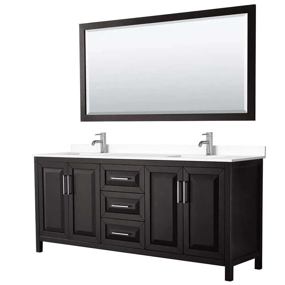 Daria 80 Inch Double Bathroom Vanity in Dark Espresso