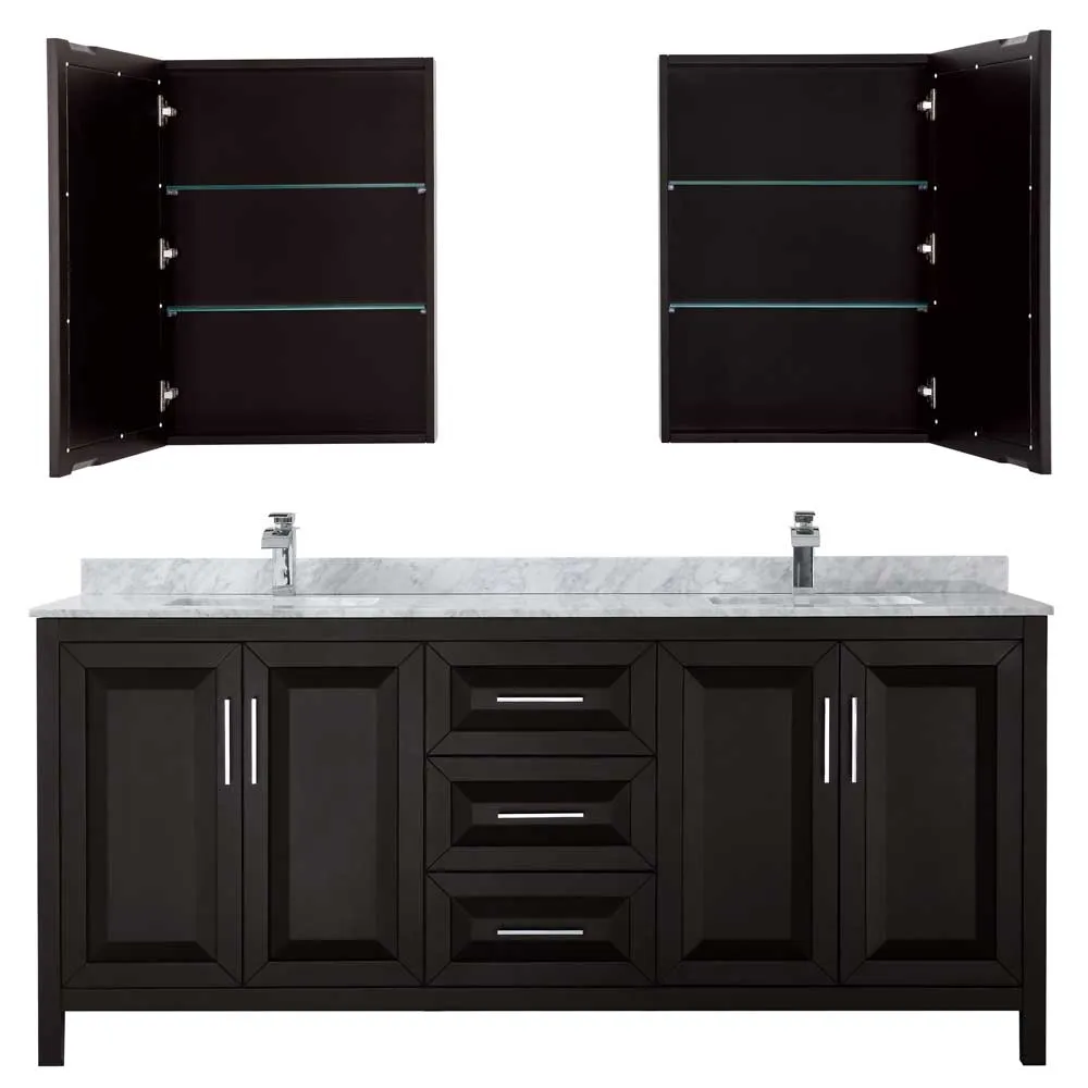Daria 80 Inch Double Bathroom Vanity in Dark Espresso