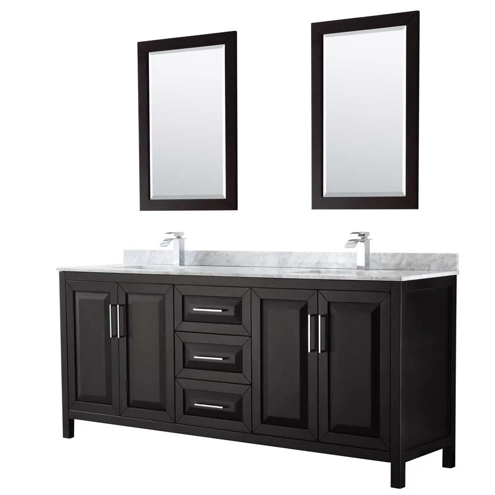 Daria 80 Inch Double Bathroom Vanity in Dark Espresso