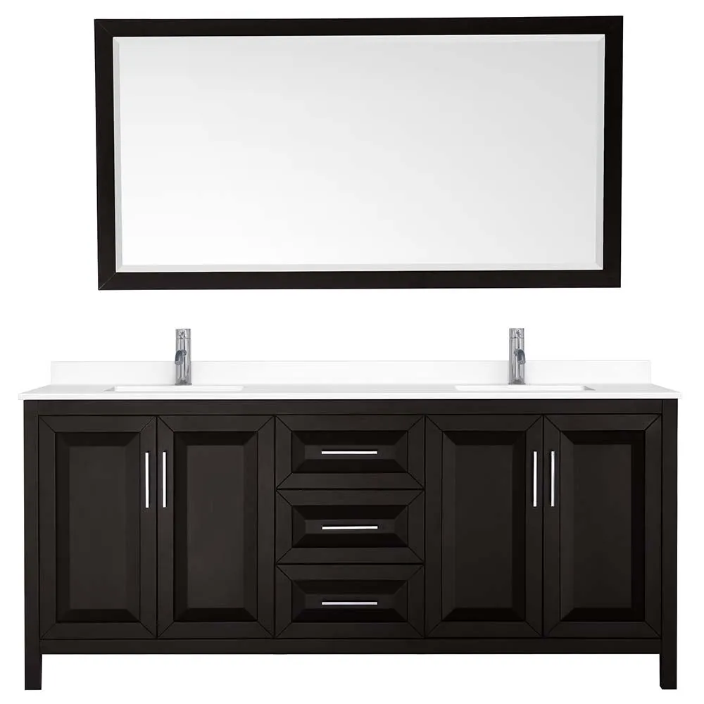 Daria 80 Inch Double Bathroom Vanity in Dark Espresso