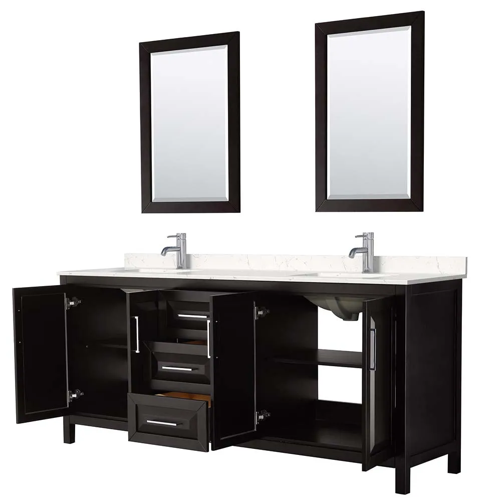 Daria 80 Inch Double Bathroom Vanity in Dark Espresso