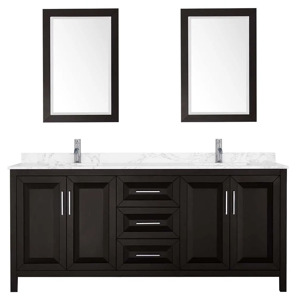 Daria 80 Inch Double Bathroom Vanity in Dark Espresso