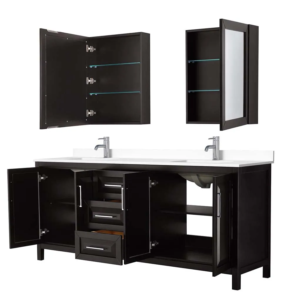Daria 80 Inch Double Bathroom Vanity in Dark Espresso